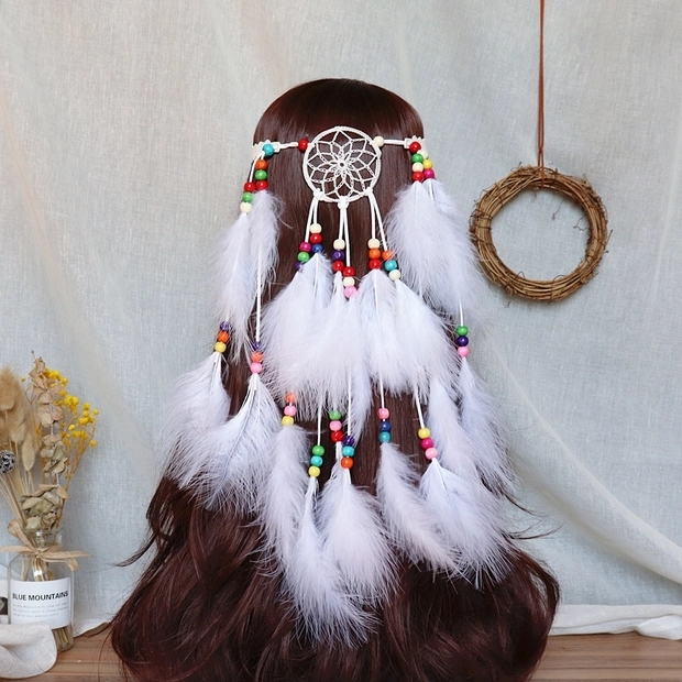 羽毛发带，头饰，复古民族风，波西米亚风，景区度假产品详情图5