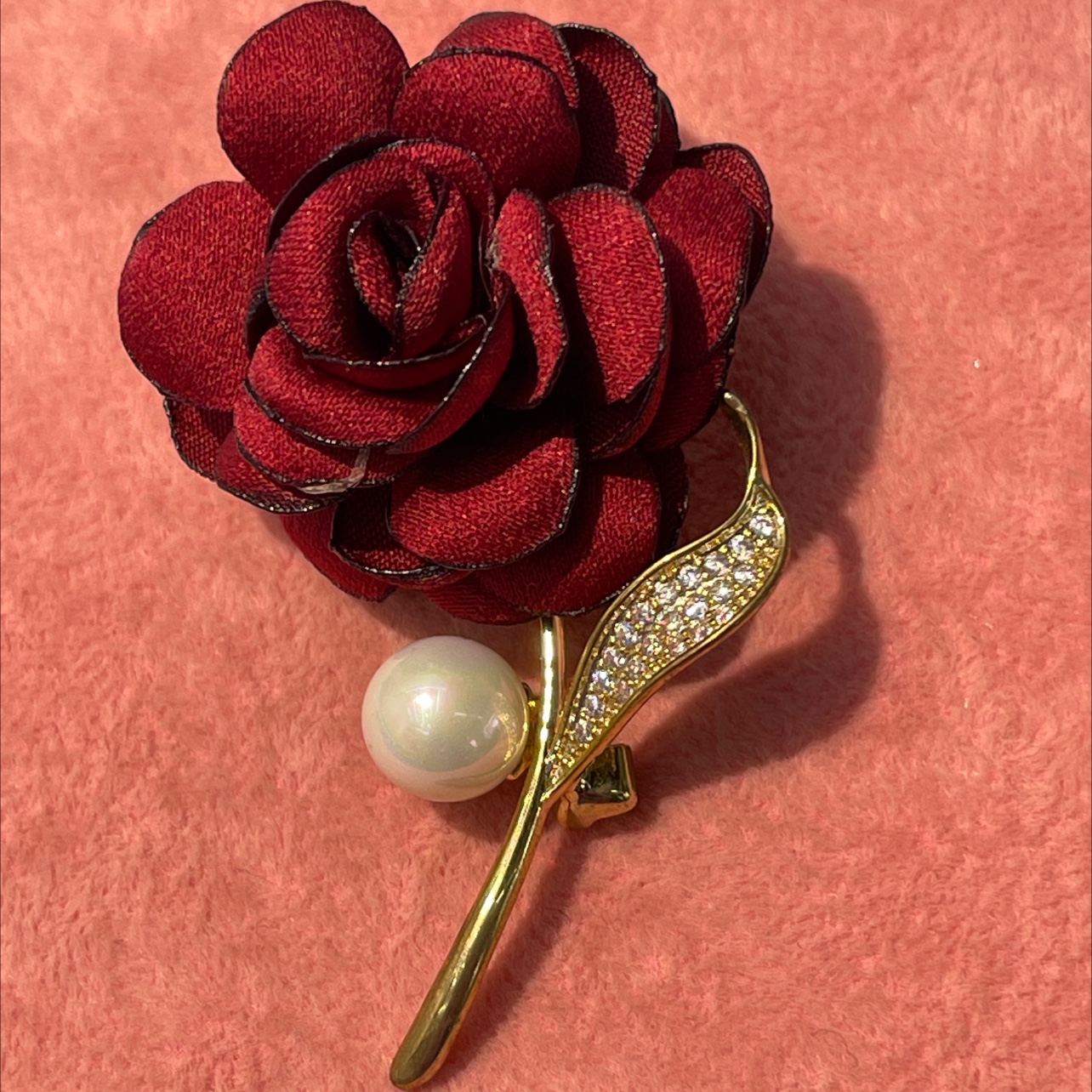 Korean fabric rose brooch