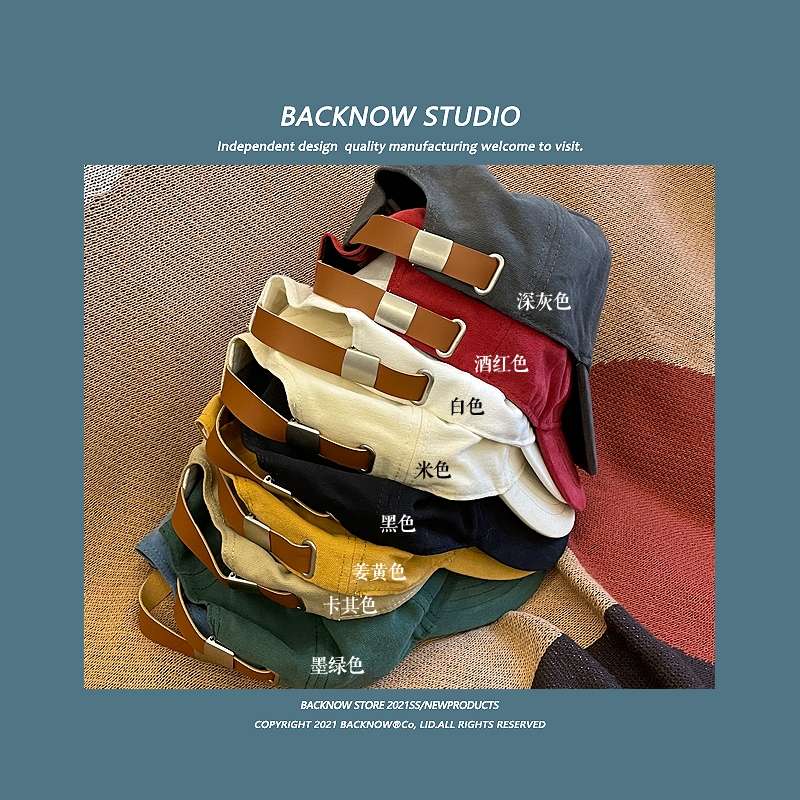 BACKNOW质感不错 棒球帽弯檐圆顶字母棉质鸭舌帽遮阳男女夏天防晒066产品图