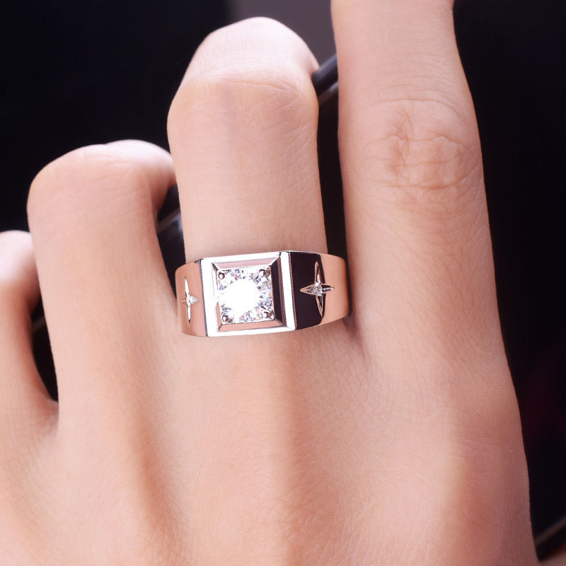 Fashionable rings, men's diamond rings, business simple men's rings, wedding rings detail image 2