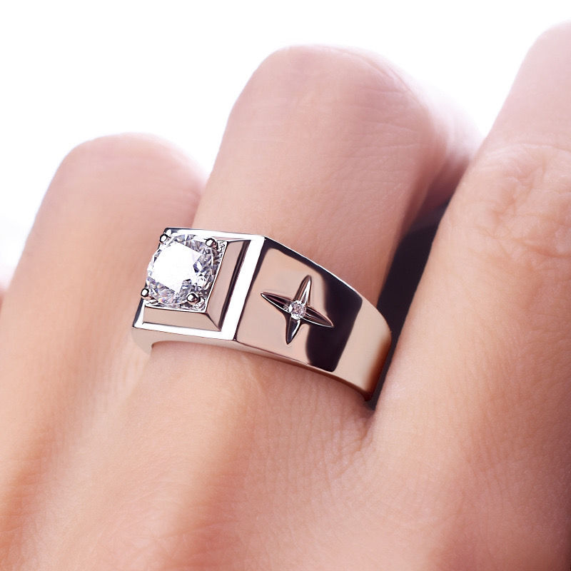Fashionable rings, men's diamond rings, business simple men's rings, wedding rings detail image 1