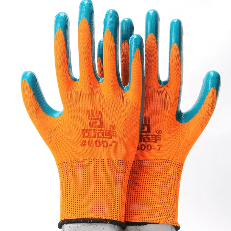 Free mail genuine right hand and left hand 600-7 green butyl acrylic nylon impregnated gloves oil protection full figure