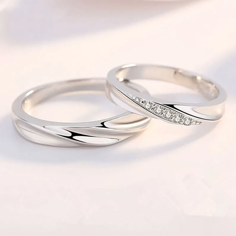 Couple ring engraved 925 silver a couple of opening adjustable men and women ring lovers ring