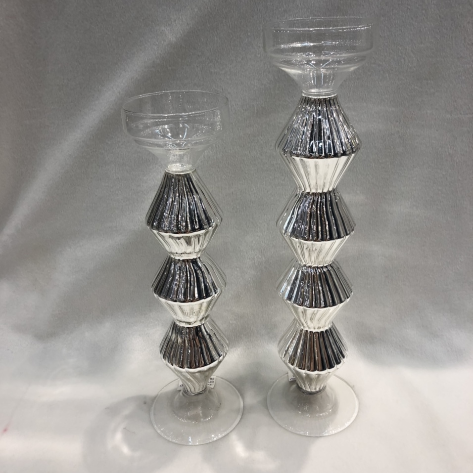 Glass candlestick Silver-plated candlestick European simple glass candlestick retro creative candlestick decoration candle