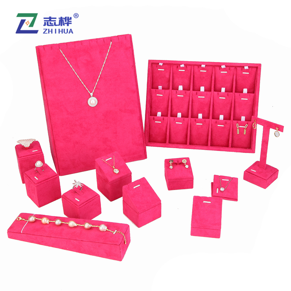 Pearl velvet jewelry display stand, ring, earring, necklace, pendant, jewelry stand, pendant three-piece set details Picture
