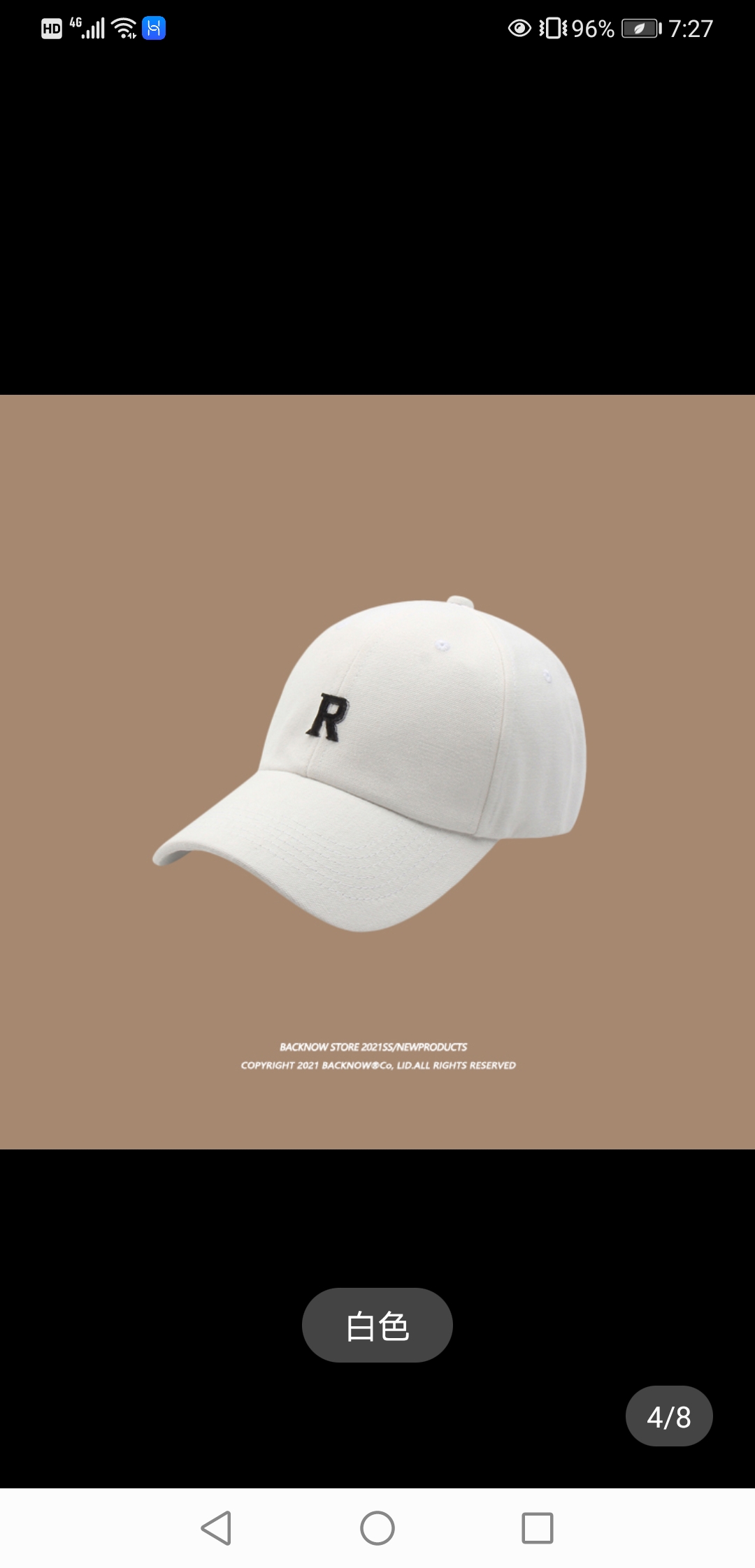 BACKNOW字母R刺绣棒球帽男女夏遮阳防晒日系鸭舌帽子休闲百搭韩版011白底实物图