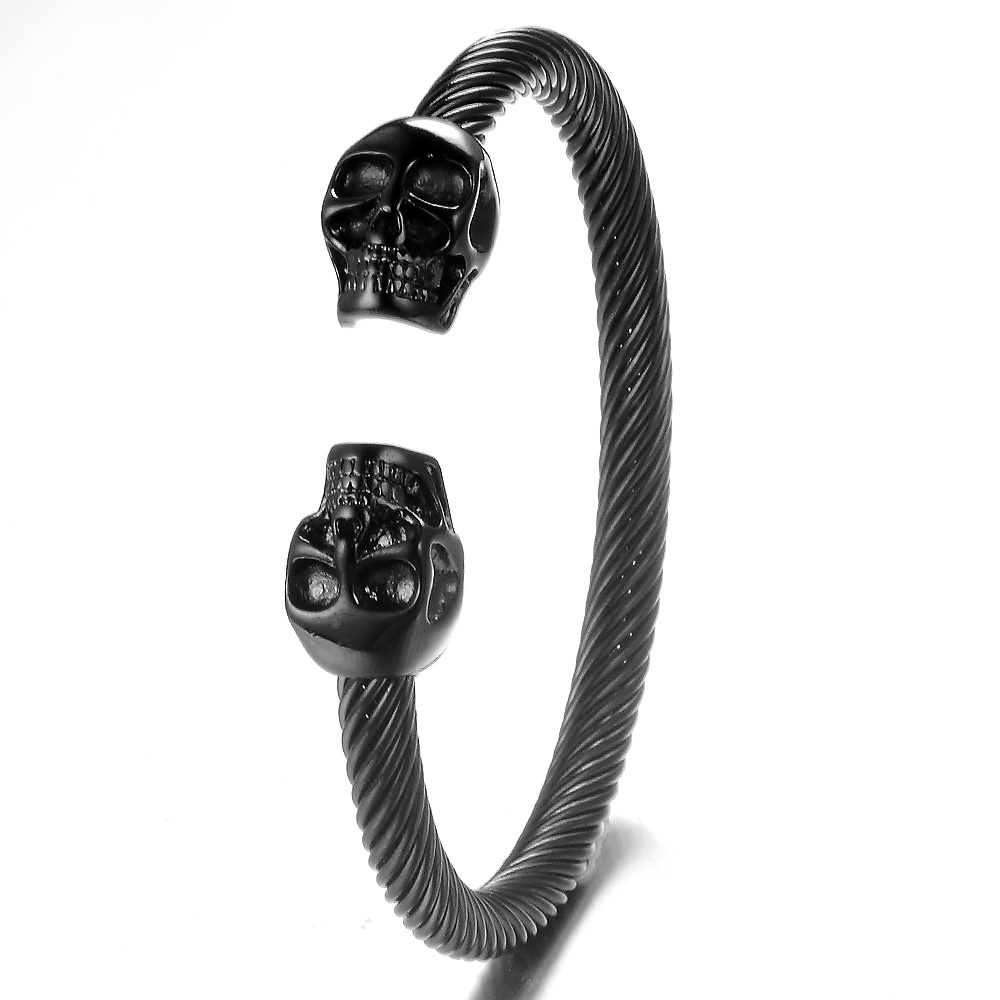 Titanium steel men's jewelry, skull bracelet, ghost head stainless steel men's and women's jewelry detail image 7