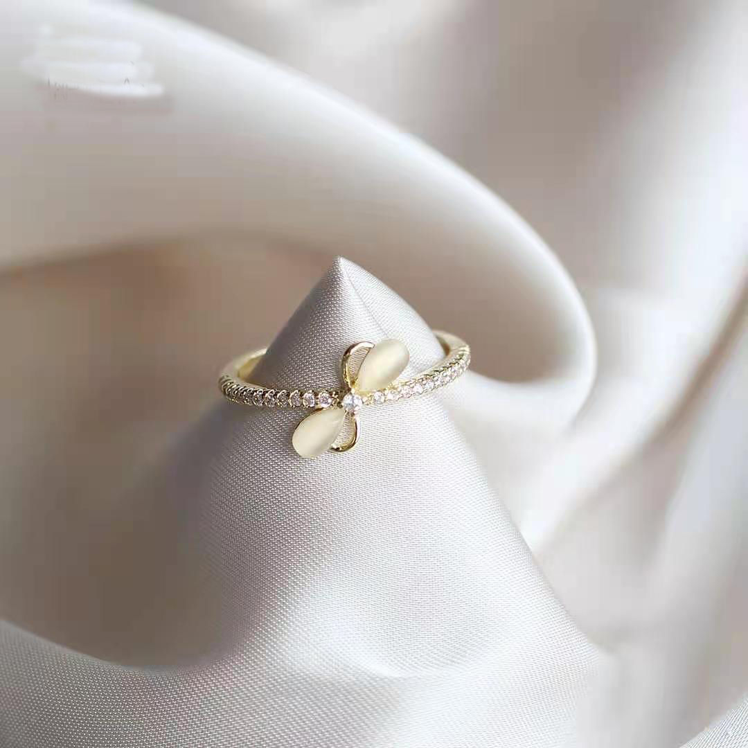 41 Delicate opal bow ring female opening adjustable adjustable ring ring style jewelry ring