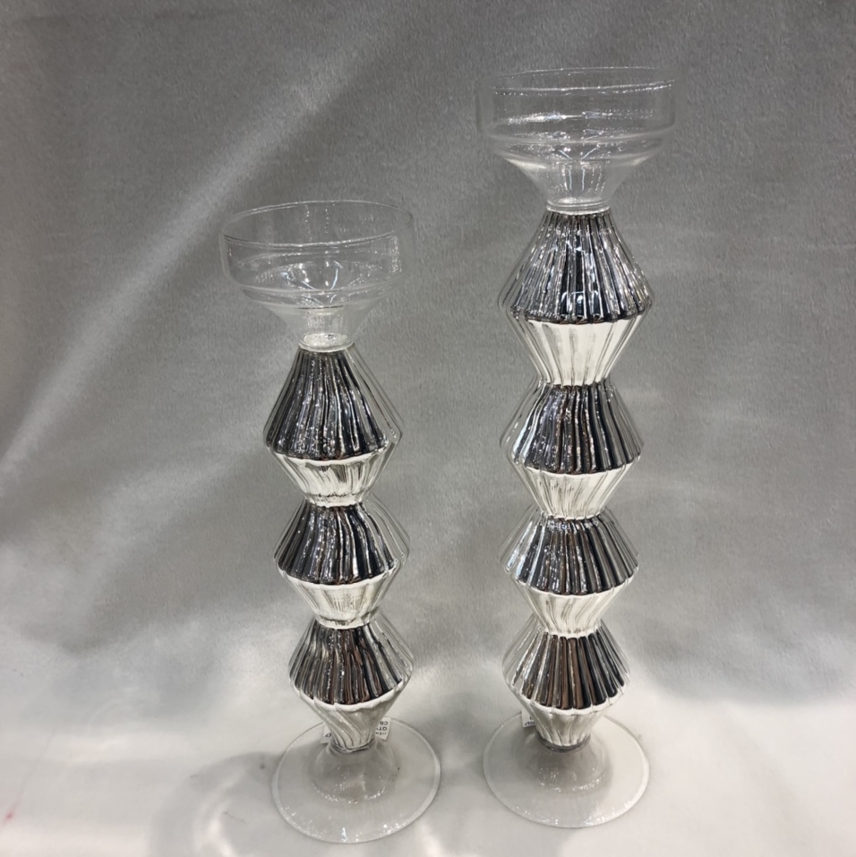 Glass candlestick Silver-plated candlestick European simple glass candlestick retro creative candlestick decoration
