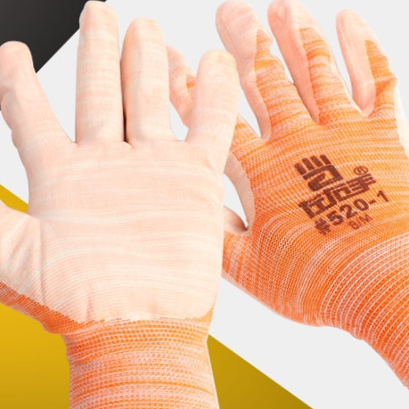 Genuine left and right hand 520-1 nylon CPU gloves Labor protection gloves Wear resistant non-slip gloves full figure