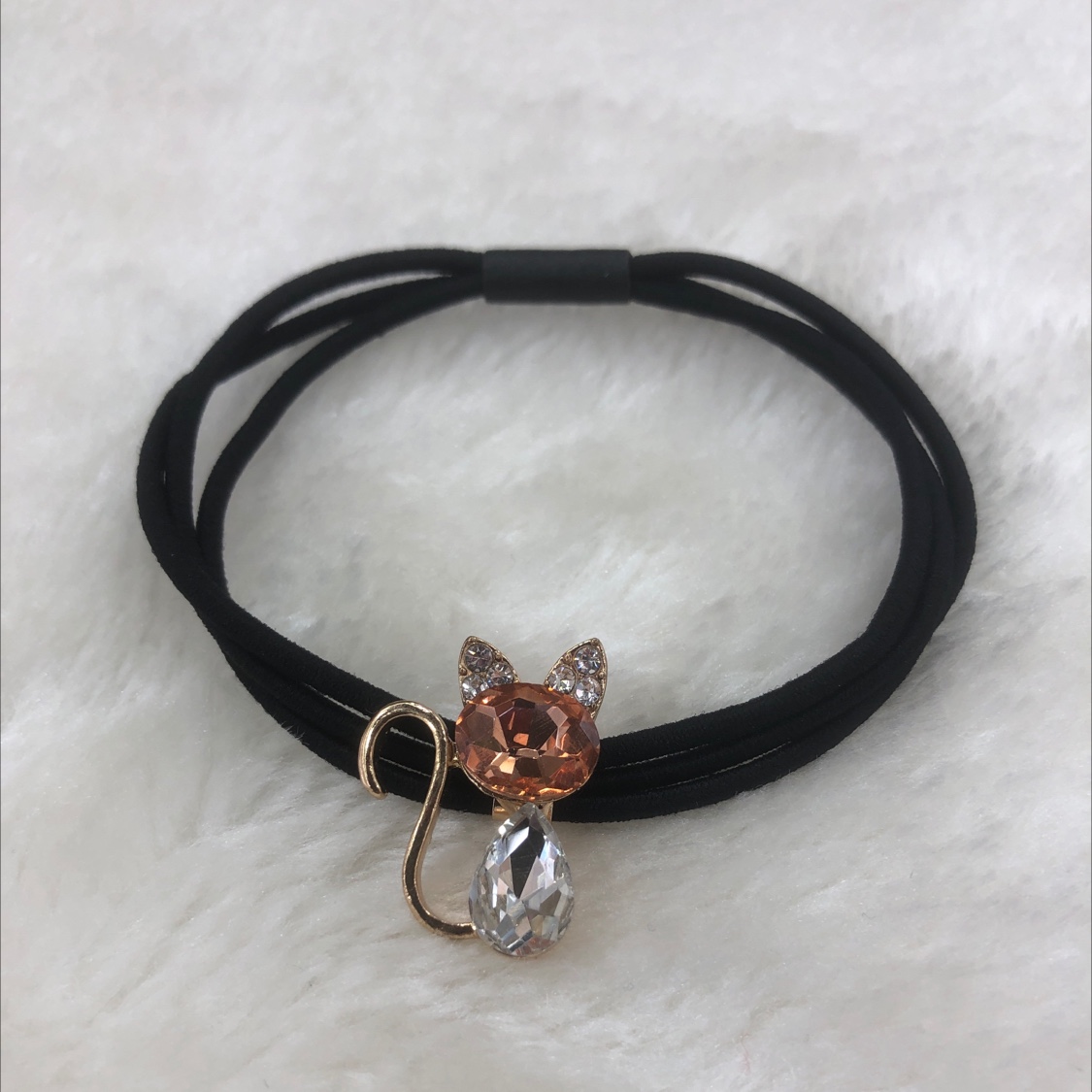 Alloy rhinestones kitten leather band Champagne