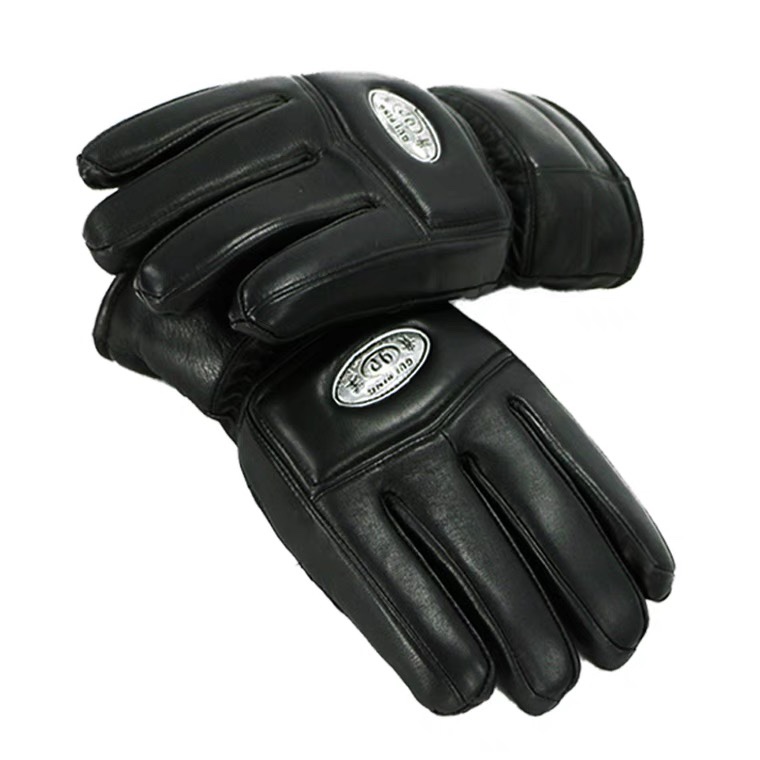 Winter motorcycle riding leather gloves for men extended thick cold warm leather leather gloves for cycling men