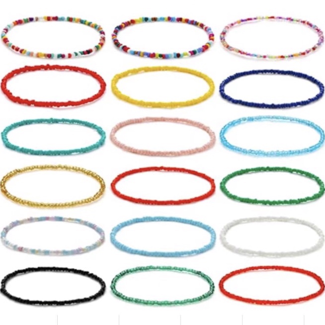 欧美跨境饰品夏季百搭彩色米珠脚链简约创意手链多用滩摊潮流脚饰