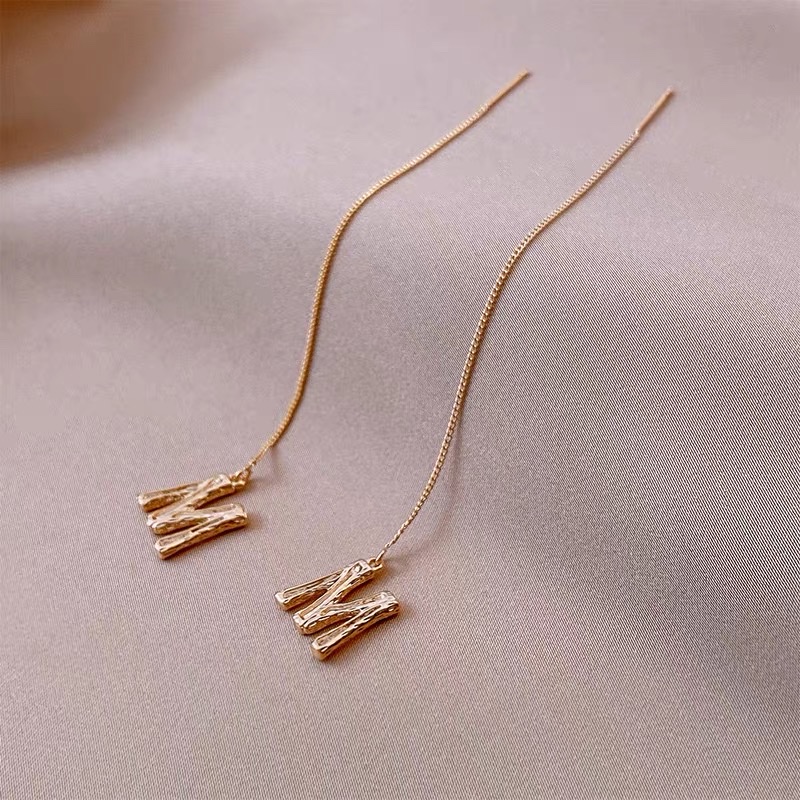 Korean-style long earrings with letter tassels and stud earrings for women Specification image