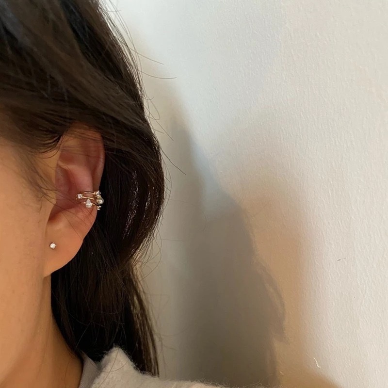 精致锆石珍珠耳骨夹复古冷淡风夏天耳夹女无耳洞耳饰潮详情图1