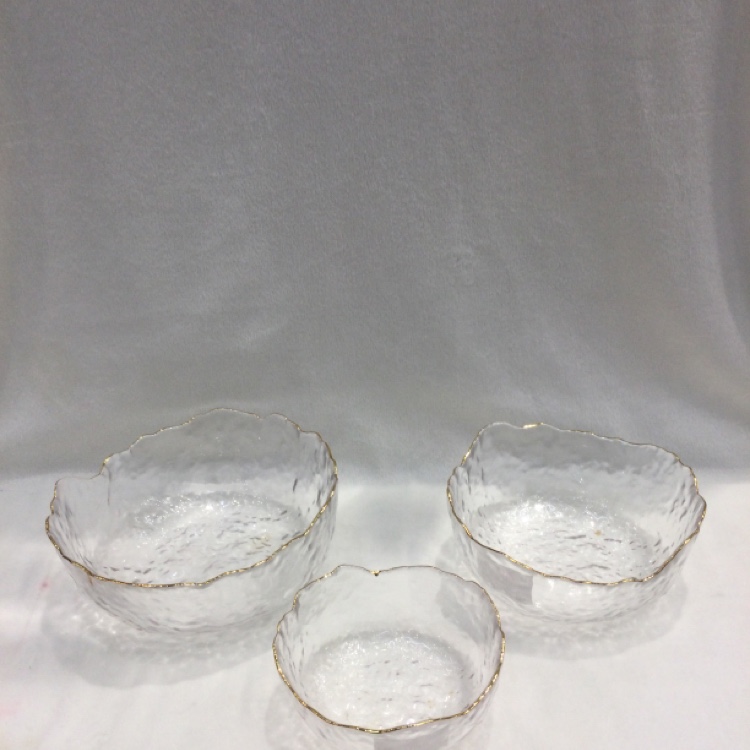 Gold Rim glass fruit bowl Salad bowl Creative home clear fruit bowl salad bowl
