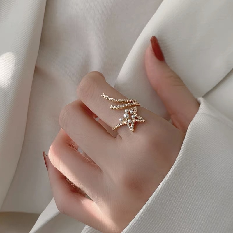 （圣·纳黛丽）微镶米珠钻石戒指💍，时尚网红气质高雅简约详情图5