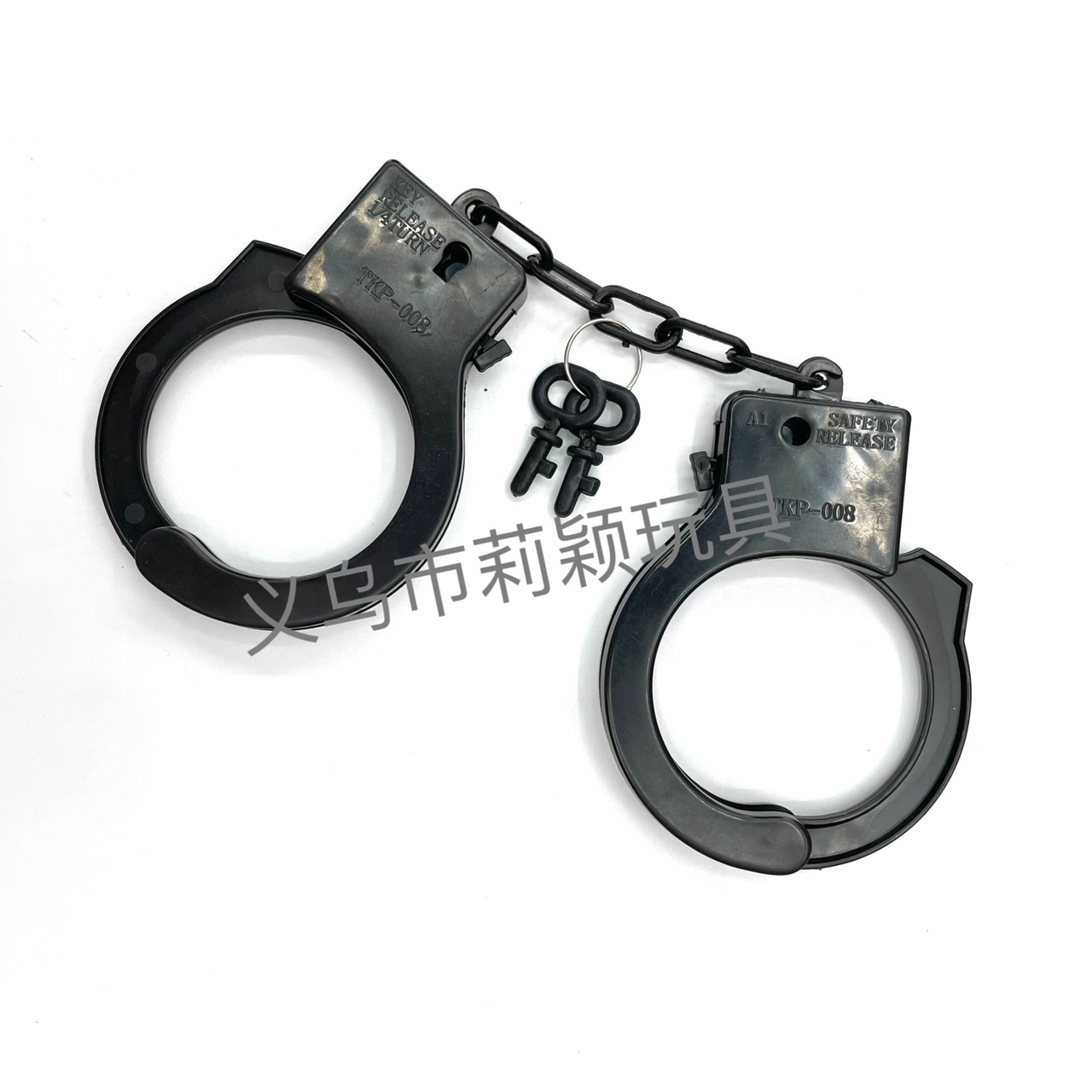 玩具手铐塑料手铐情侣手扣彩色手铐本色手铐儿童玩具手铐游戏玩具手铐万圣节产品黑色塑胶本色手铐 JH-39产品图
