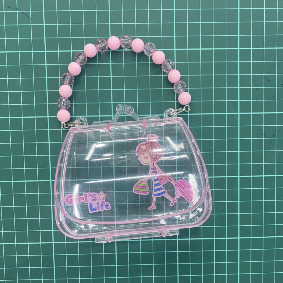 Square organizer box beaded handbag for little girl