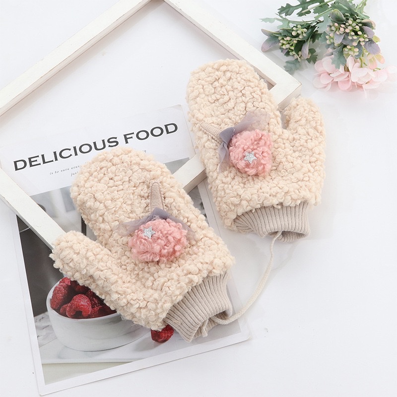 可爱保暖文创意定制手套 韩版新款女式加厚保暖卡通泰迪毛绒手套 详情图2