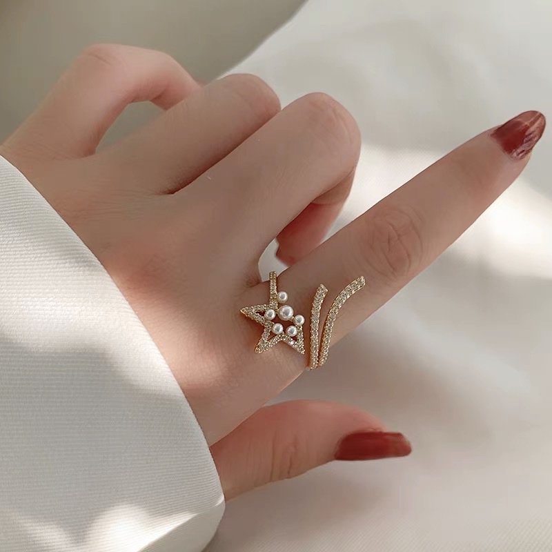 （圣·纳黛丽）微镶米珠钻石戒指💍，时尚网红气质高雅简约详情图2