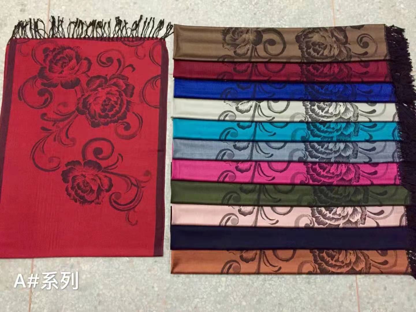 Three Large Peony Scarf Shawl Casual Fashion National Style Headscarf details Picture