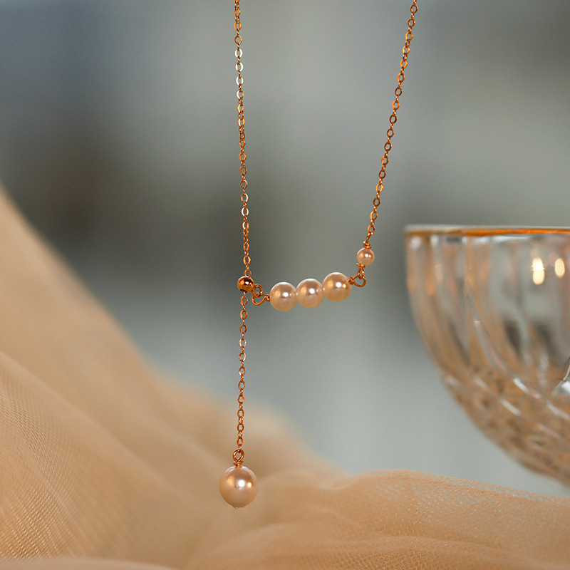 珍珠项链2021年新款珍珠钛钢颈链ins简约小众轻奢气质锁骨链图