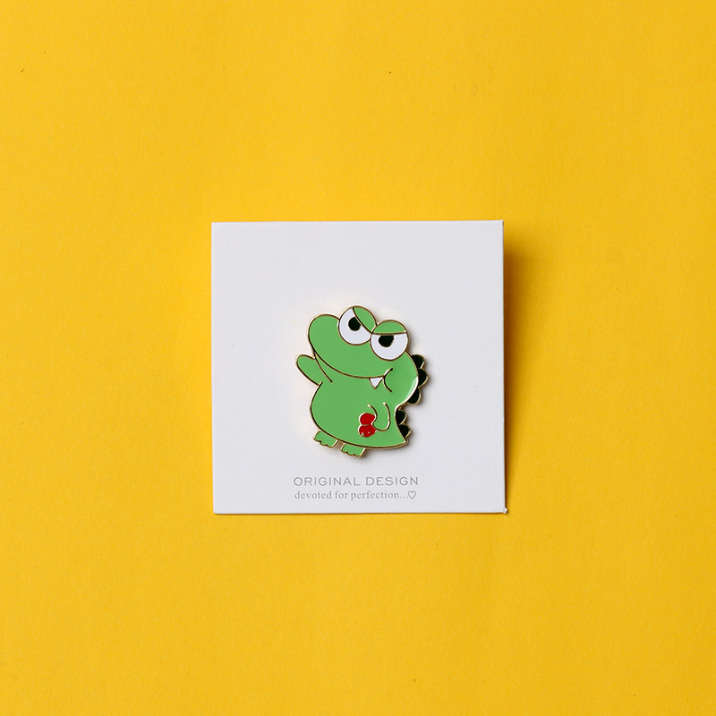 Brooch, cute Japanese-style female cartoon crocodile, clasp, bag, decorative accessory, badge, alloy 3236 details Picture
