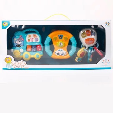 Cross-border children's science and education steering wheel, car, electric musical instrument, light tube, sound, soft rubber, music, children's music toys