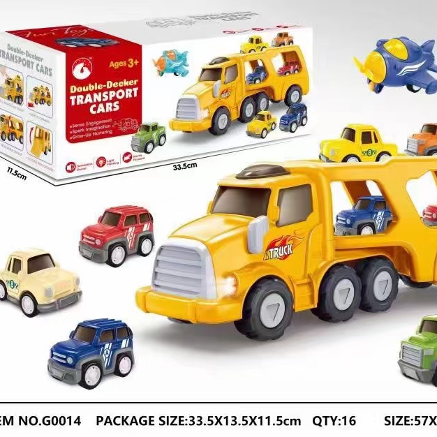 益群玩具塑料玩具黄色卡通货载车车模型玩具批发01