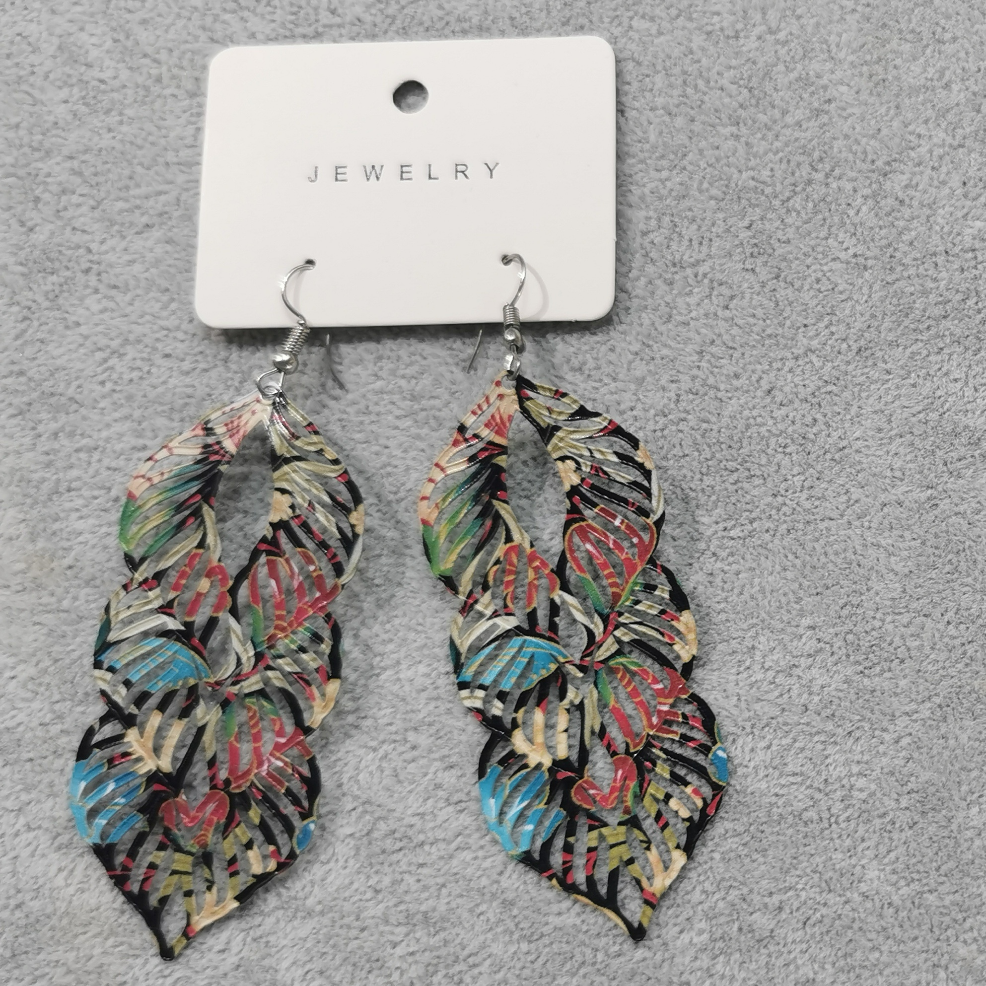 多彩耳环，个性电脑片耳环，几何镂空耳环，时尚、夸张、气质百搭耳环欢乐饰品  彩绘耳环-24