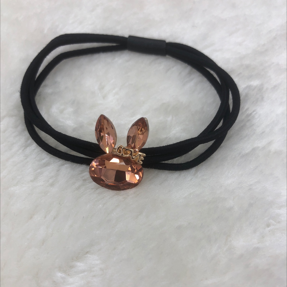 Alloy rhinestones cute rabbit ear band Champagne