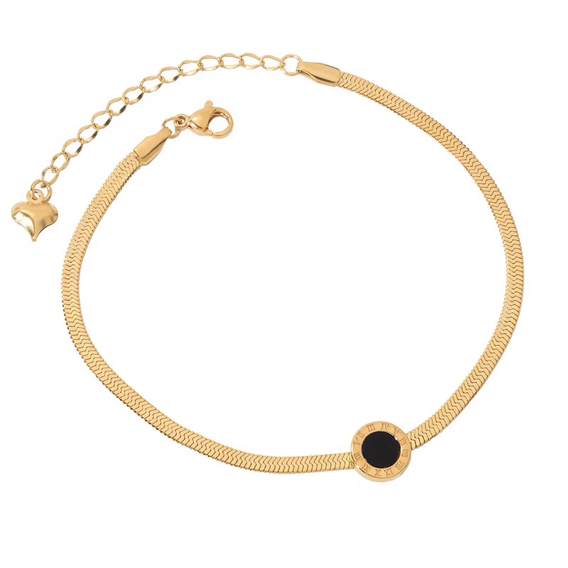 Flat snake bone ankle chain, Korean version titanium steel popular simple ankle chain, adjustable ankle chain