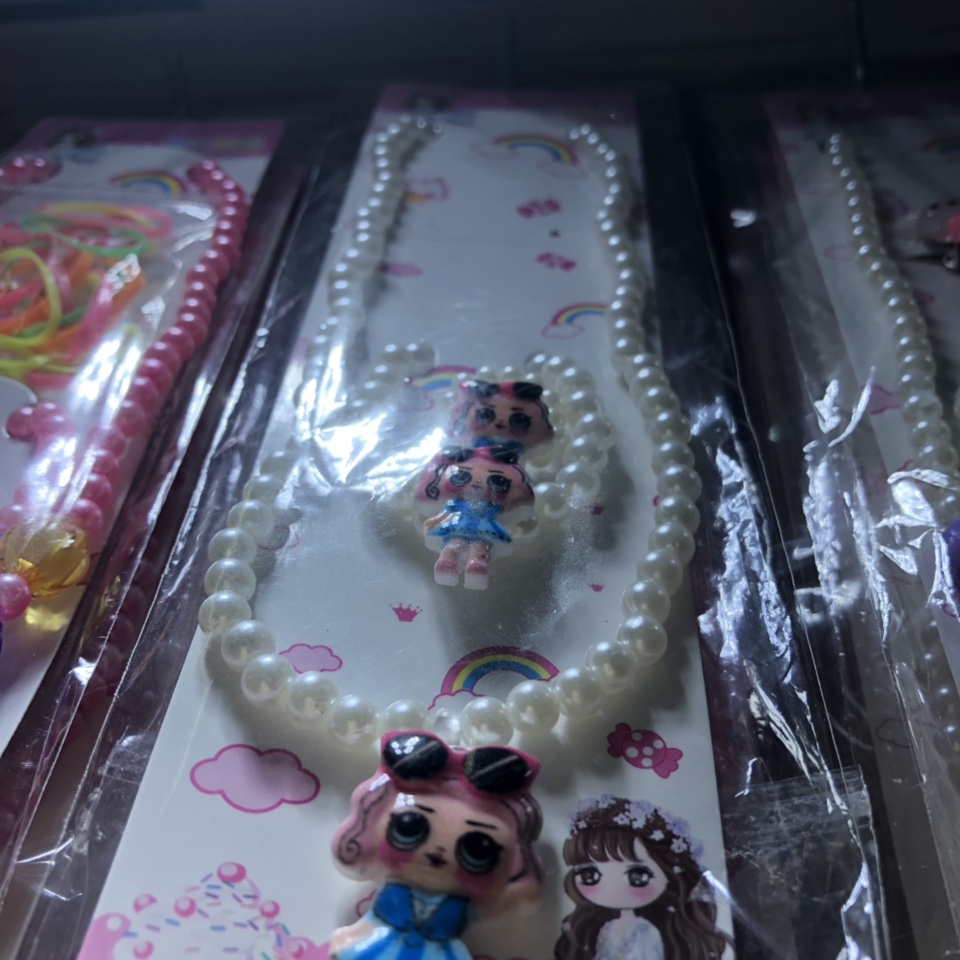 Children's necklace, pearl bracelet, ring