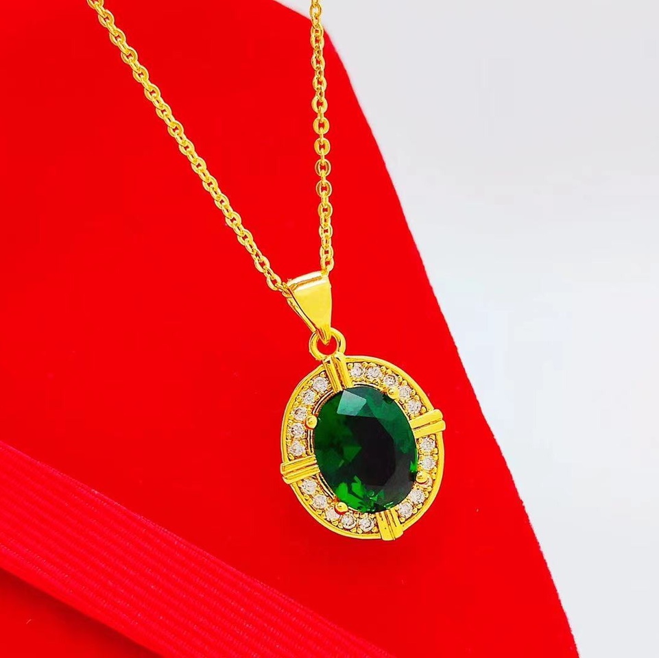 Zircon inlaid blue green zircon pendant,