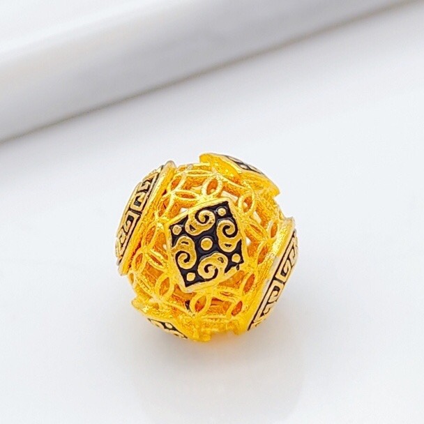 The ancient method of burning blue technology series accessories, the Great Wall pattern hollow copper money across the beads