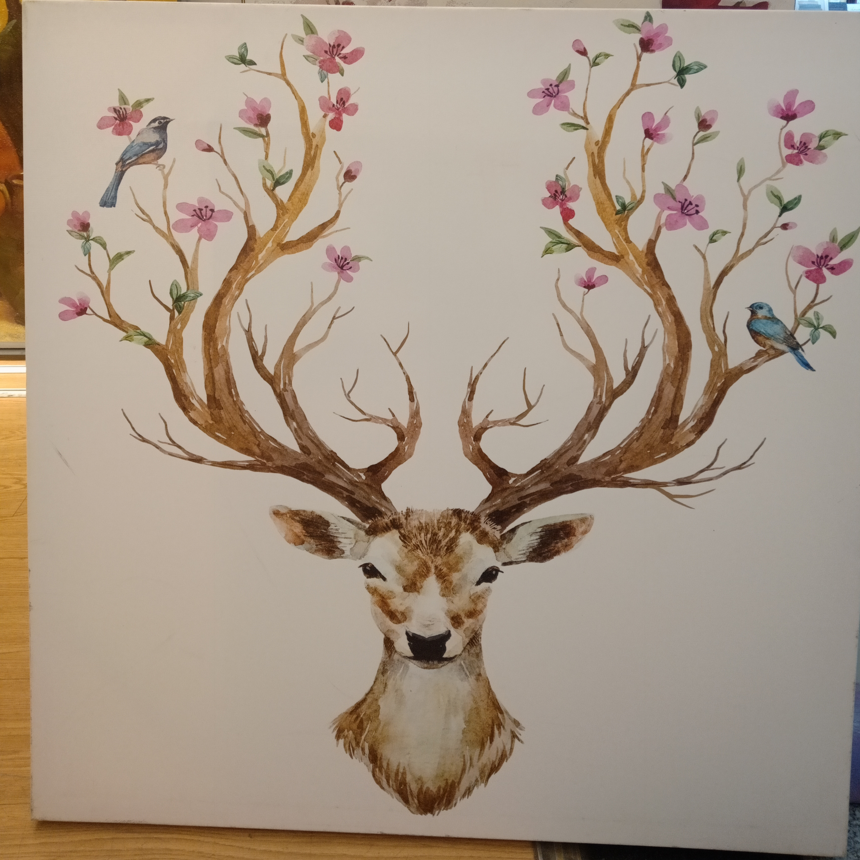 发财鹿喷绘装饰画50*50cm