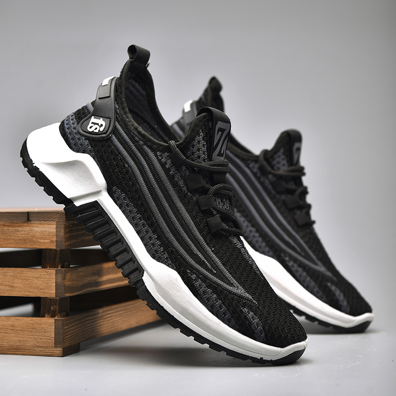 男鞋20201春季新款运动休闲跑步鞋潮男士韩版飞织旅游鞋子男详情图2