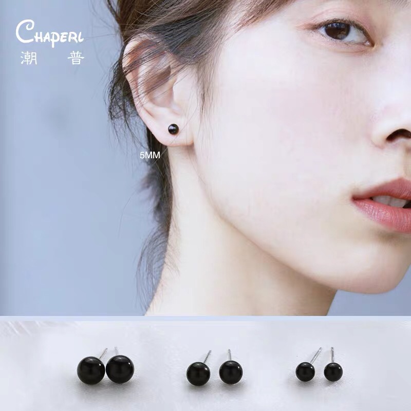 925 sterling silver black ear bone small earrings for women retro simple compact 2021 new fashion piercing earrings thumbnail
