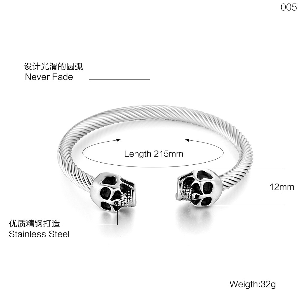 Titanium steel men's jewelry, skull bracelet, ghost head stainless steel men's and women's jewelry detail image 8