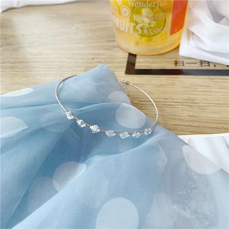 Korean-style simple and elegant crystal fine bracelet, a versatile and fresh water diamond open bracelet for female students, a gift for best friends details Picture