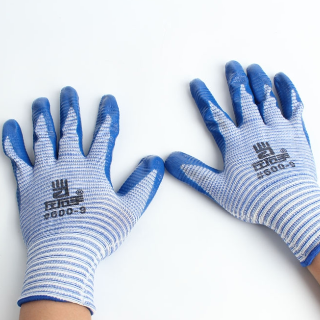 Genuine Right and left hand #600-9 Nylon nitrile gloves Protective gloves Wear resistant non-slip gloves full figure