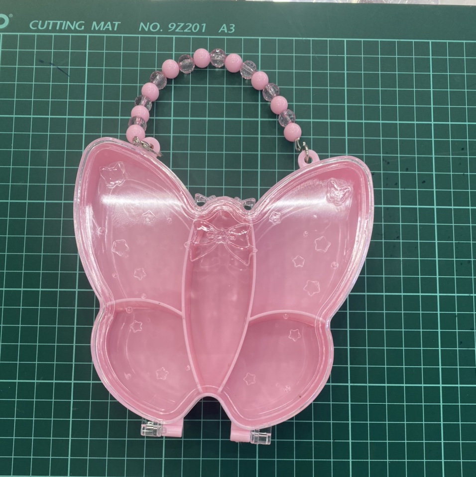 Circle storage box beaded butterfly