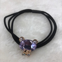 Alloy rhinestones bear head leather band purple