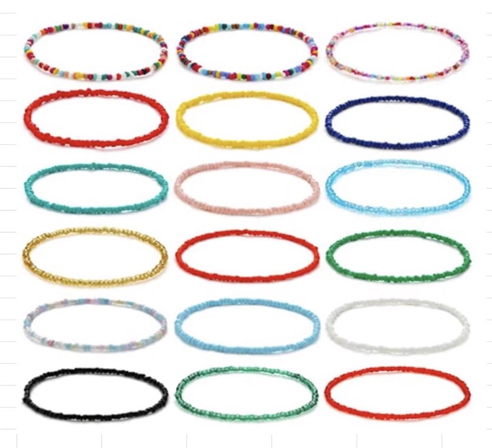 欧美跨境饰品夏季百搭彩色米珠脚链简约创意手链多用滩摊潮流脚饰产品图