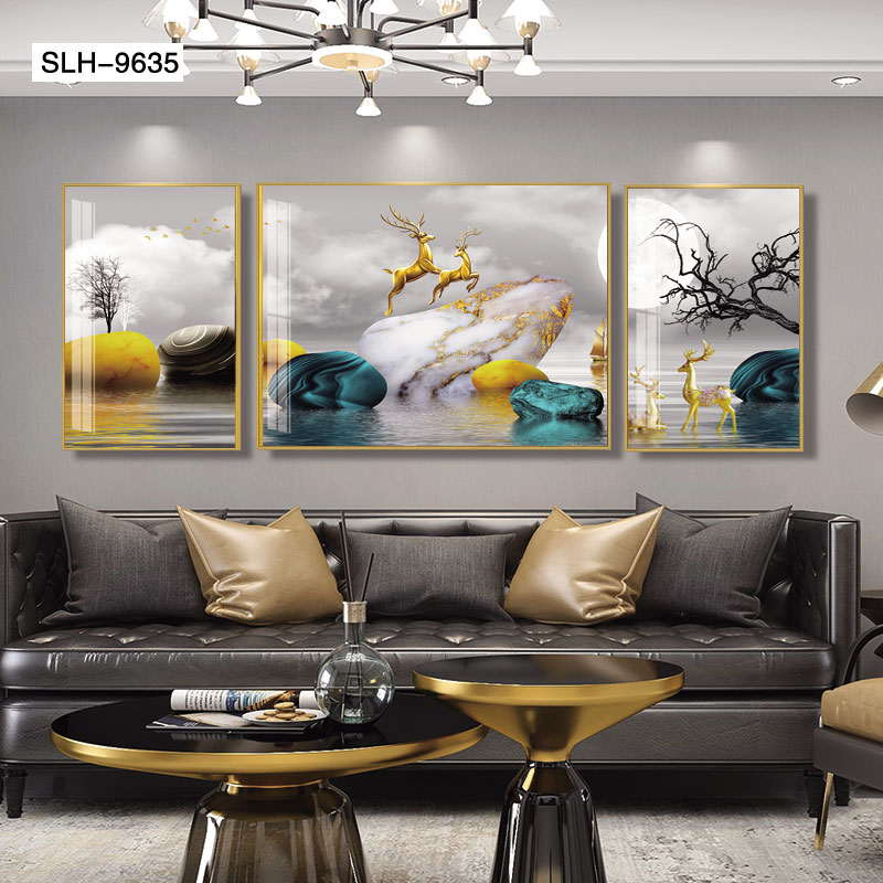 铝合金晶瓷晶贝三联画中式麋鹿系列2️⃣详情图1