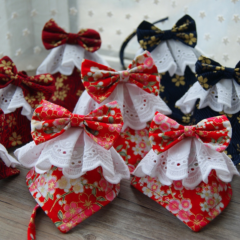 日式和风宠物围巾狗狗口水巾猫咪围嘴柴犬秋田犬领巾领结猫犬用