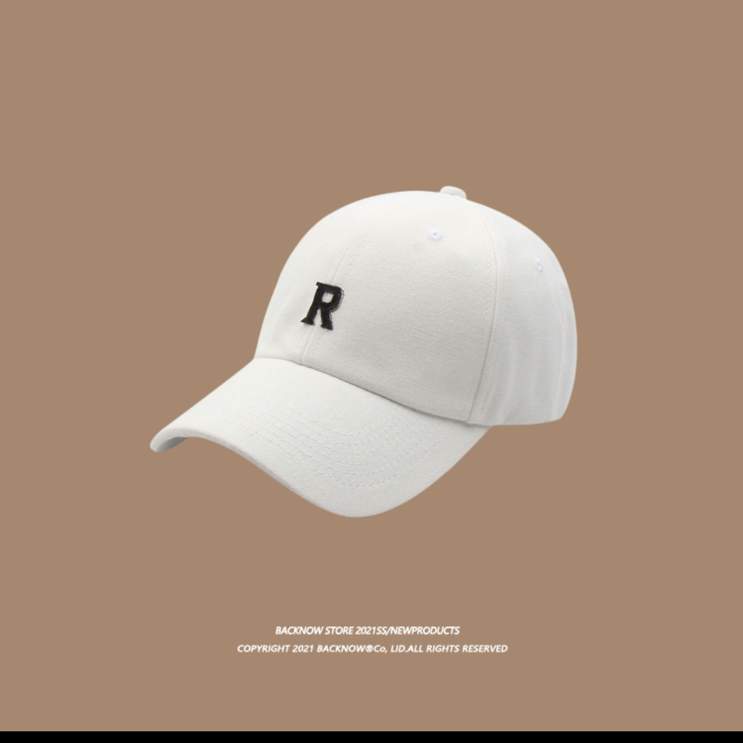 BACKNOW字母R刺绣棒球帽男女夏遮阳防晒日系鸭舌帽子休闲百搭韩版011