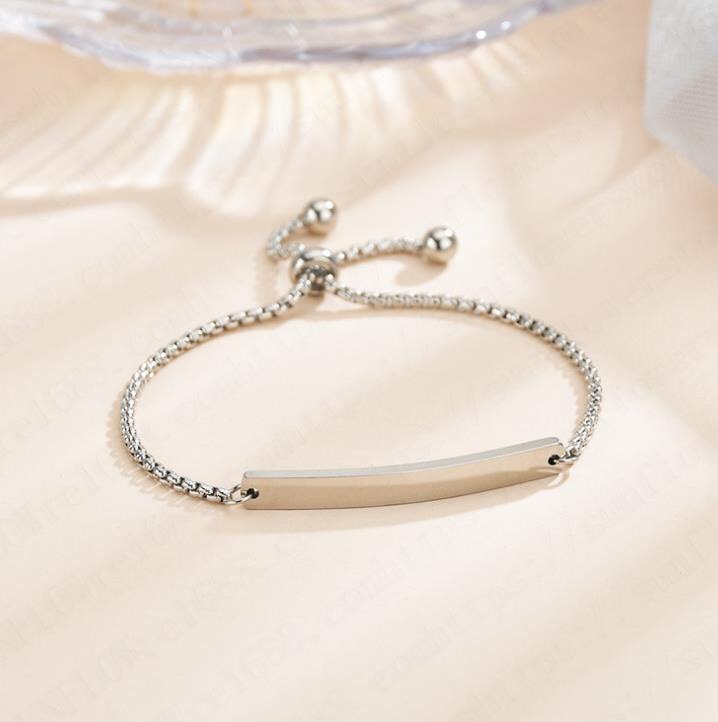 方珍珠可调节长度长条光板可刻字手链