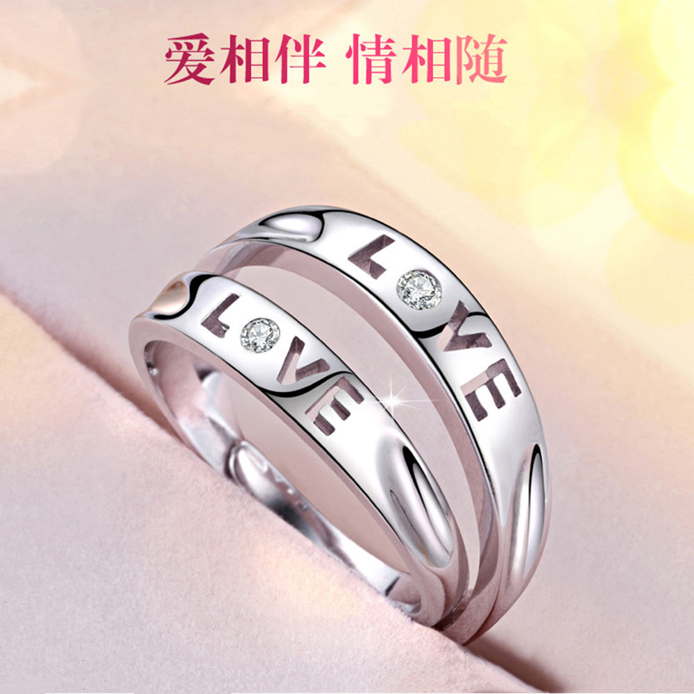 Couple rings, female couple rings, male diamond rings, rings, wedding and birthday Korean version student gift accessories detail image 2